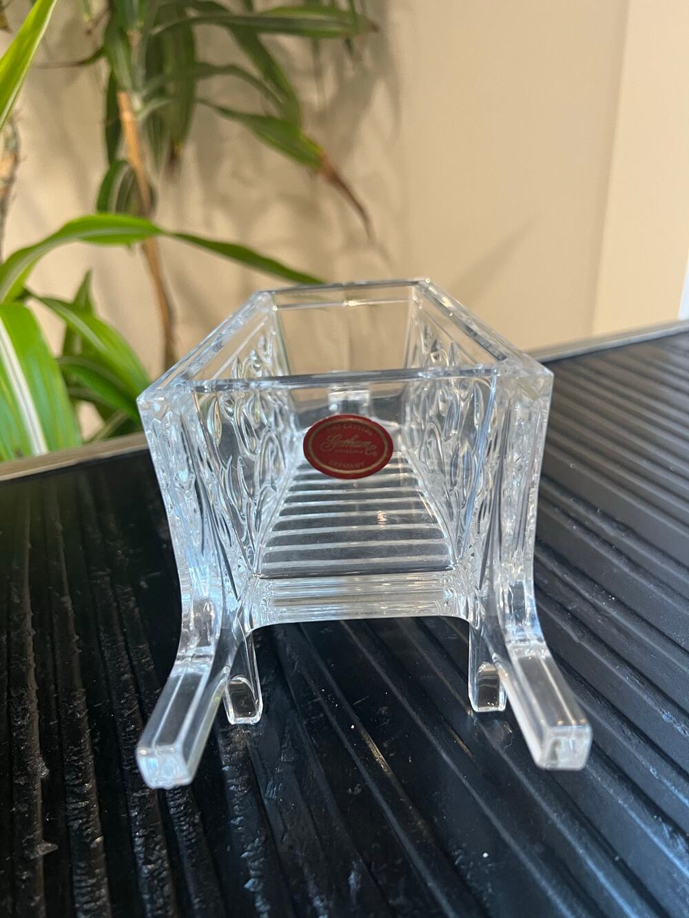Vintage Gorham Fine Crystal Wheelbarrow Candy Dish Giftware Garden Serenade